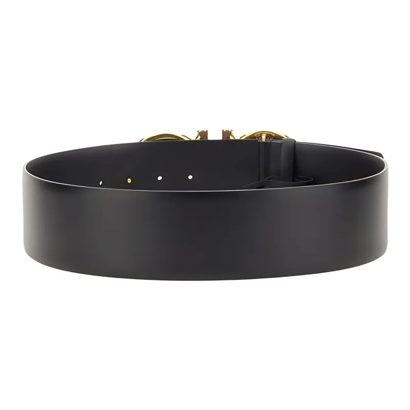 FERRAGAMO Brand Logo Calfskin Leather Belts Women's Black Width 5.8CM-1