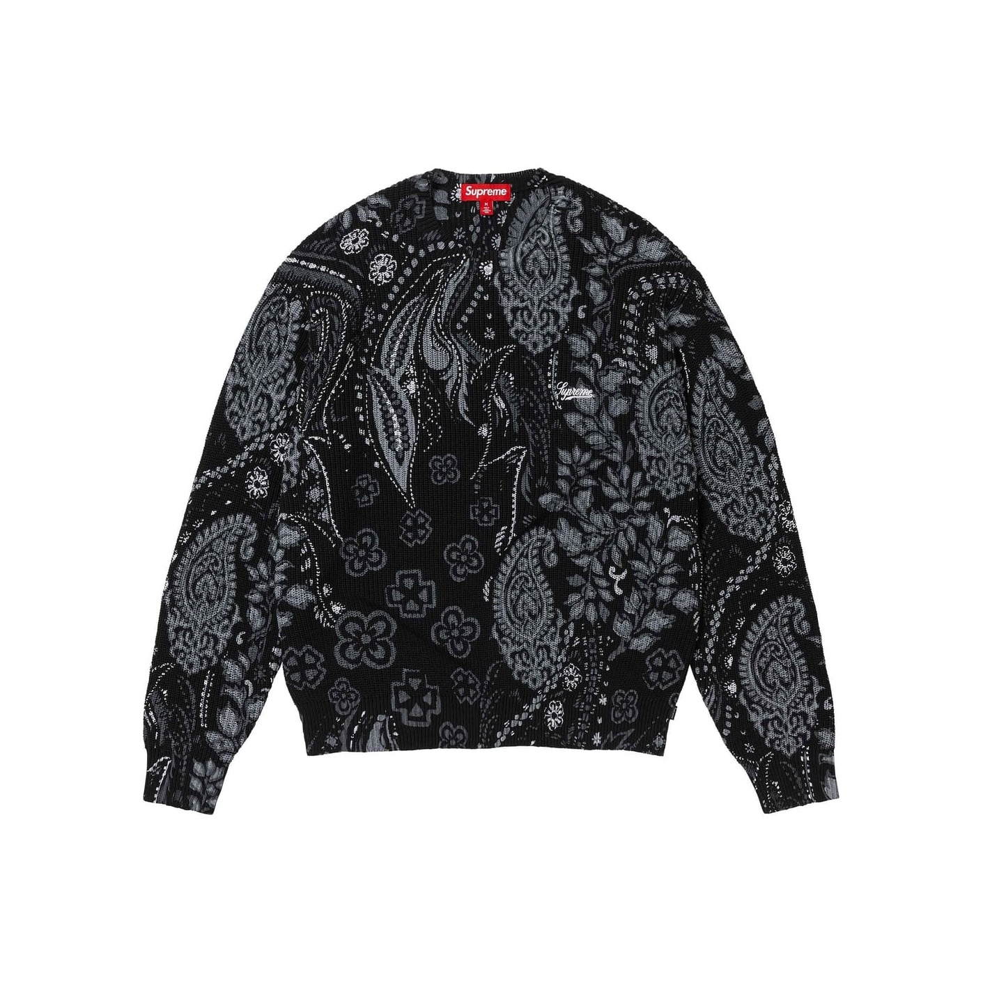 Supreme Printed Paisley Sweater Black L - POIZON