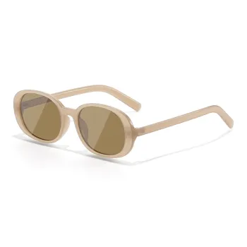 BERTHA TR90 Oval Sunglasses Unisex Oat Tea, Obsidian Black, Porcelain White