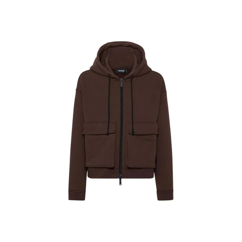 DSQUARED 2 Logo Embossed Zipped Hoodie-0