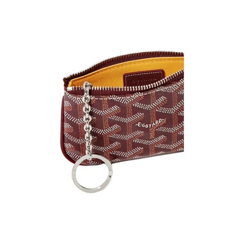 GOYARD Canvas With Calfskin Key Pouch Nano Unisex Burgundy-3