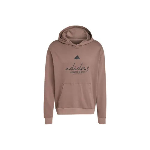 Adidas BRAND LOVE FRENCH TERRY HOODIE Sweatshirt Unisex Stratum Dark Earthy Mouwen