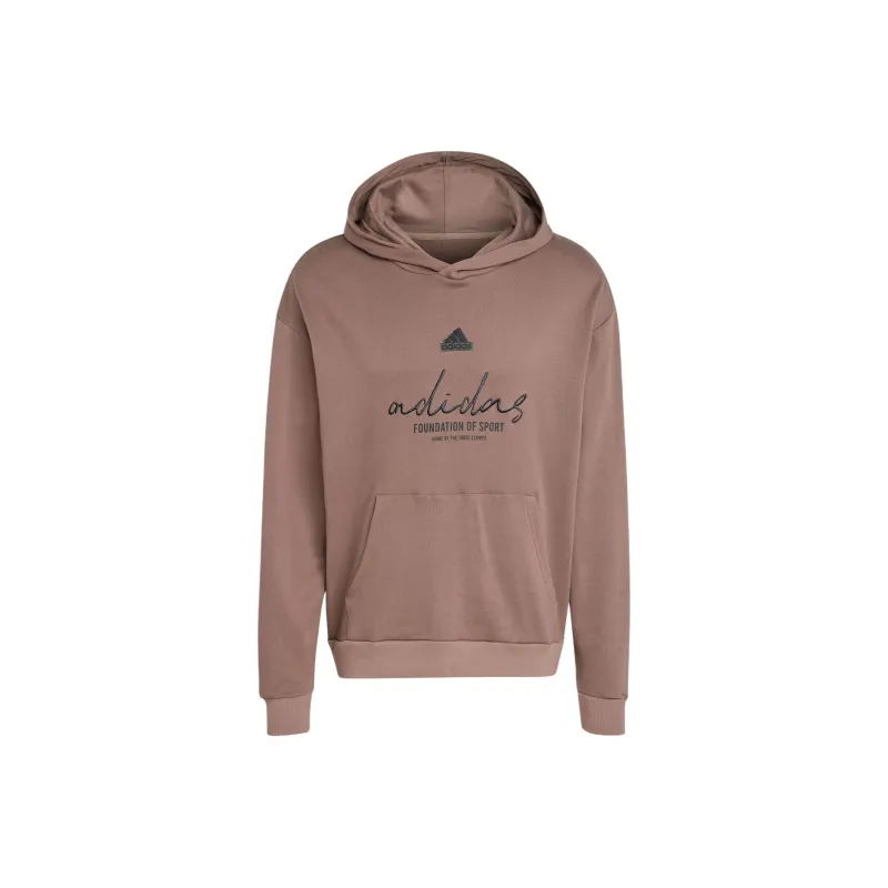 Adidas BRAND LOVE FRENCH TERRY HOODIE Sweatshirt Unisex Stratum Dark Earthy Brown-0