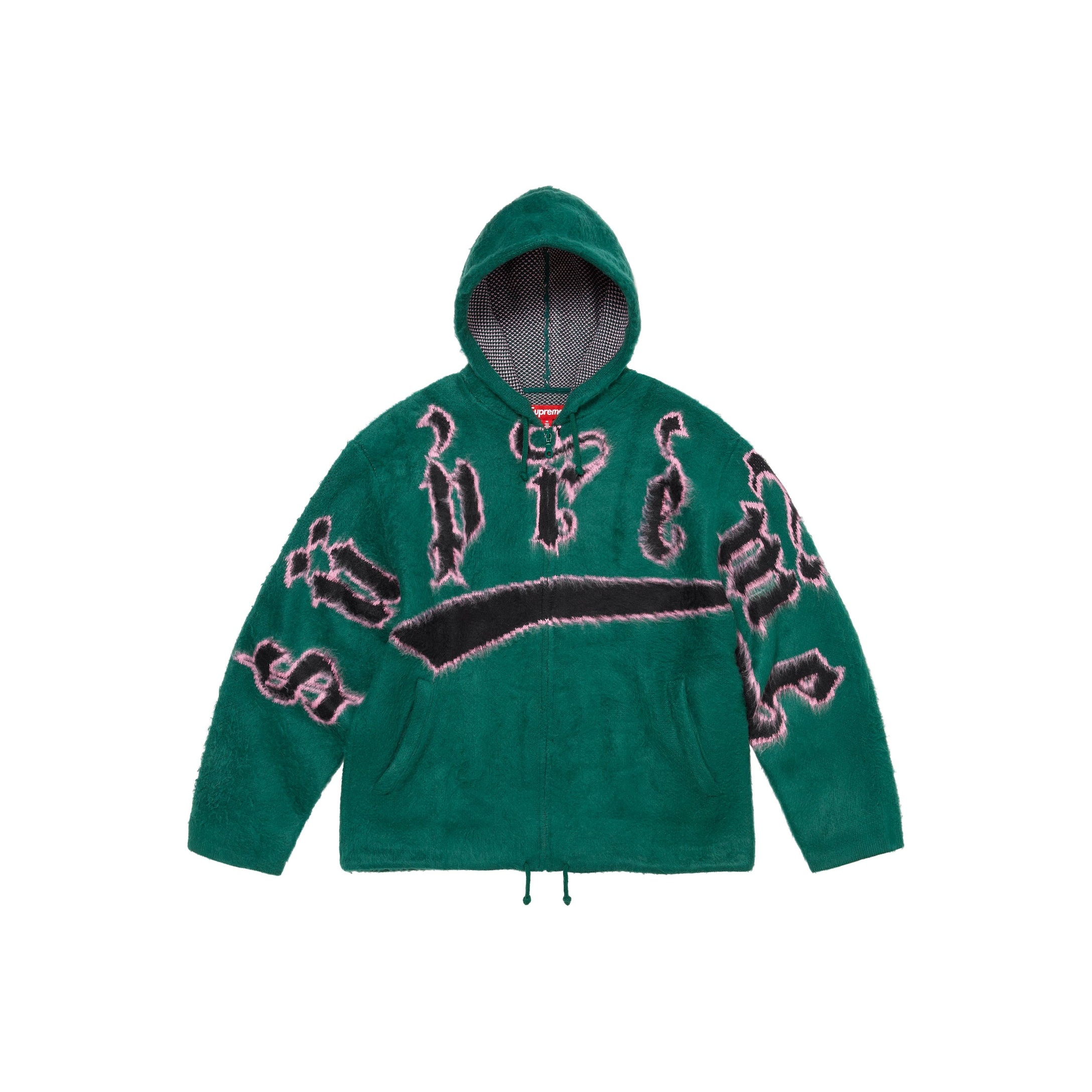 Supreme Accent Brushed Zip Up Hooded Sweater - POIZON