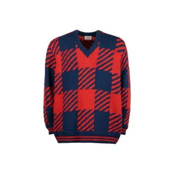 BALLY Checked V neck Cotton Jumper