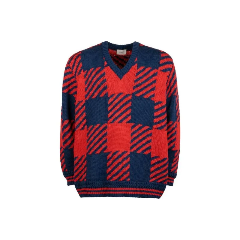 BALLY Checked V neck Cotton Jumper-0
