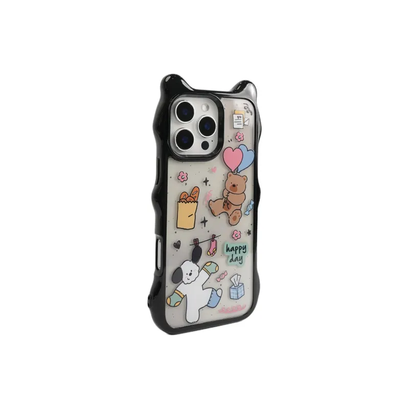 Sopi Acrylic Material Balloon Bear Socks Puppy Phone Cases Compatible With IPhone 16/15 Pro Max/Apple 13/14 Pro/Max-1