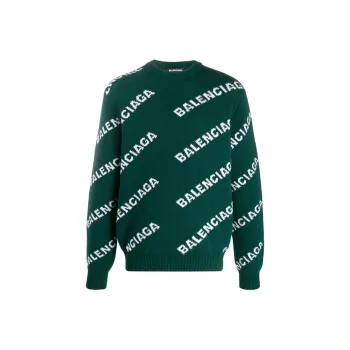 Balenciaga Allover Logo Wool Sweater