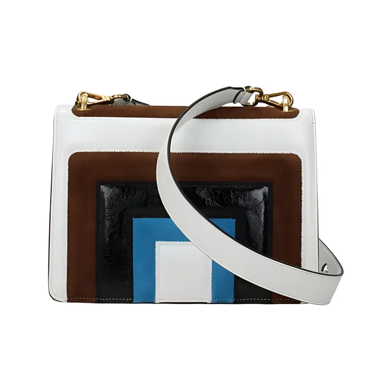 FENDI Kan U Leather Handbag Shoulder Bag Crossbody Bag Women's White/Brown/Black/Blue-1