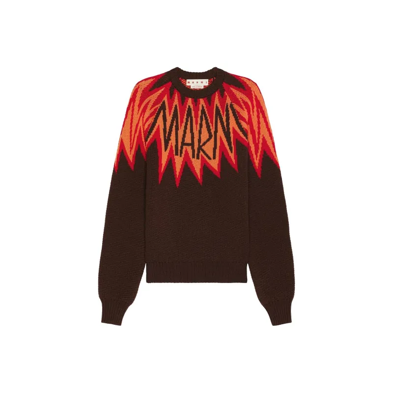 MARNI Fire Island Logo Roundneck Sweater-0