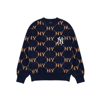 MLB Old Flower Sweaters Unisex Navy Blue