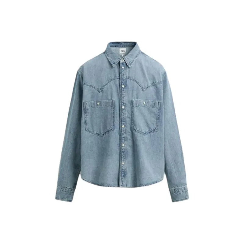 ZARA Shirts Men Blue-0