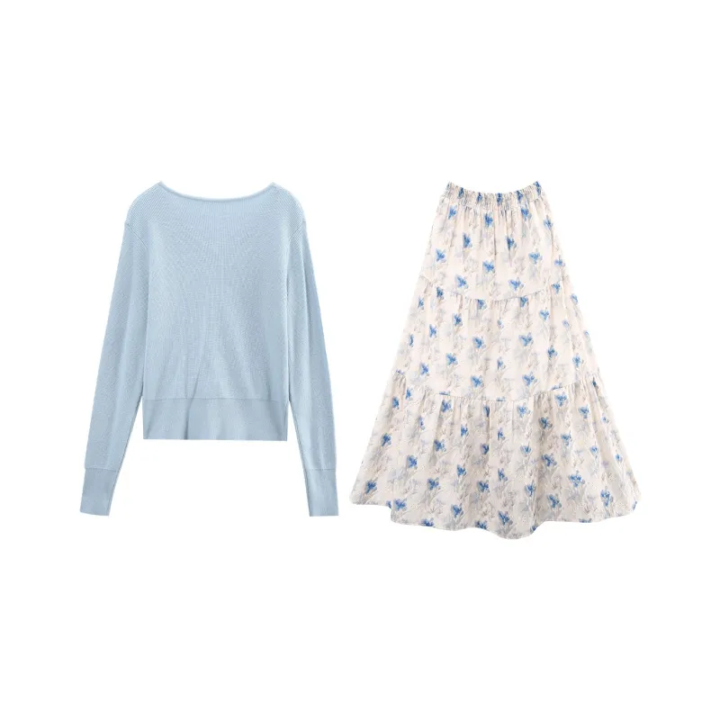 A Paradise For Awakening Skirt Set Women's Blue-1