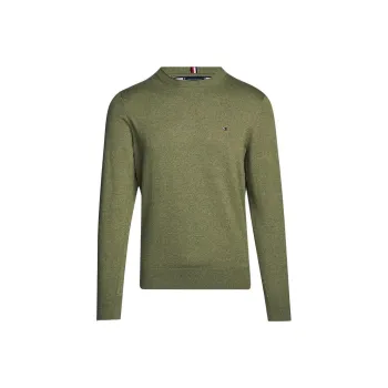 Tommy Hilfiger Crew Neck Mouliné Jumper Sweater Men's Green