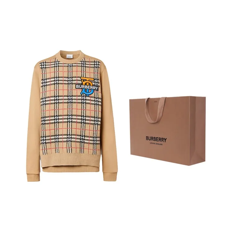 Burberry Monogram Motif Check Panel Sweatshirt-5