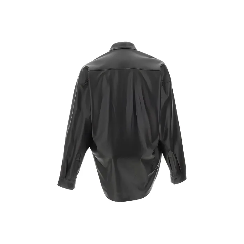 Balenciaga Oversized Leather Cocoon Shirt 'Black'-1