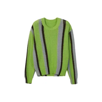 CROQUIS Sweaters Unisex 913 Gray With Red, Green, And Blue Stripes