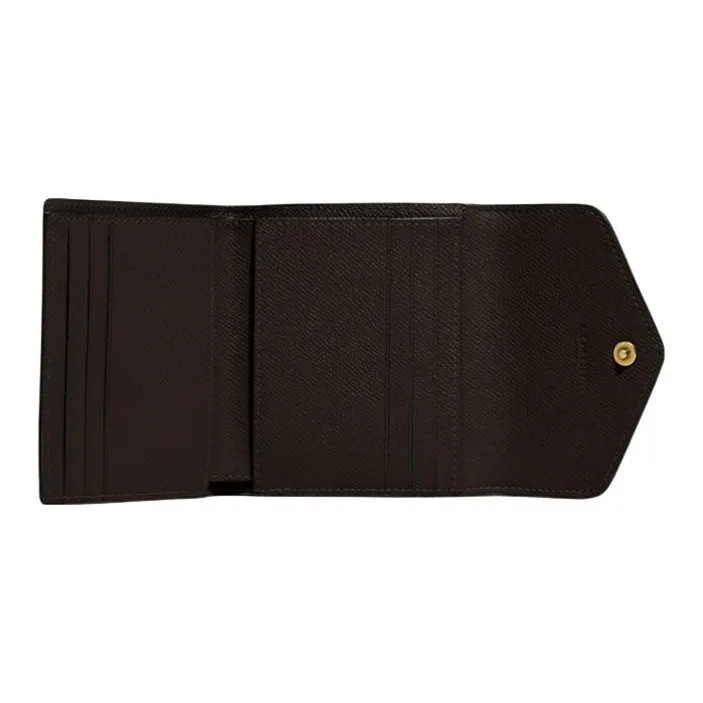 COACH Wyn Metal Textured Full Grain Leather Card Holder Wallet Women's Metal Brown-1