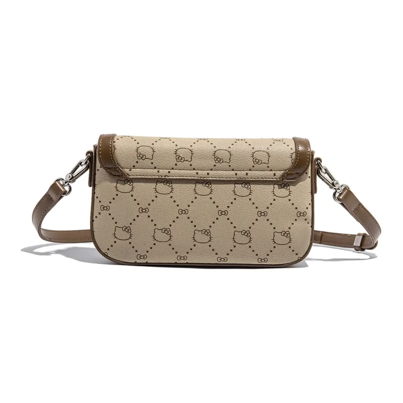 MESUCA Sanrio Hello Kitty Series PU Small Square Bag, Shoulder Bag, Crossbody Bag Women's Ecru/Khaki/Coffee-3