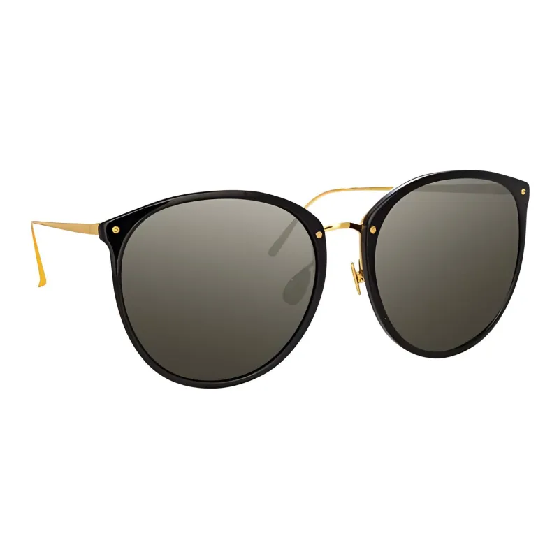 Linda Farrow Titanium Acetate Titanium Round Sunglasses Unisex Black-2