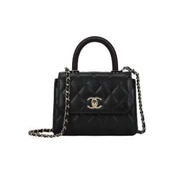 CHANEL Coco Handle Cow Leather Shoulder Bag Crossbody Bag Handbag Extra Mini Women's Black