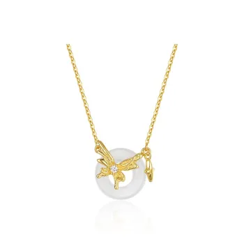 Artisan Lock Heart Jade Natural Chalcedony Necklaces Women's
