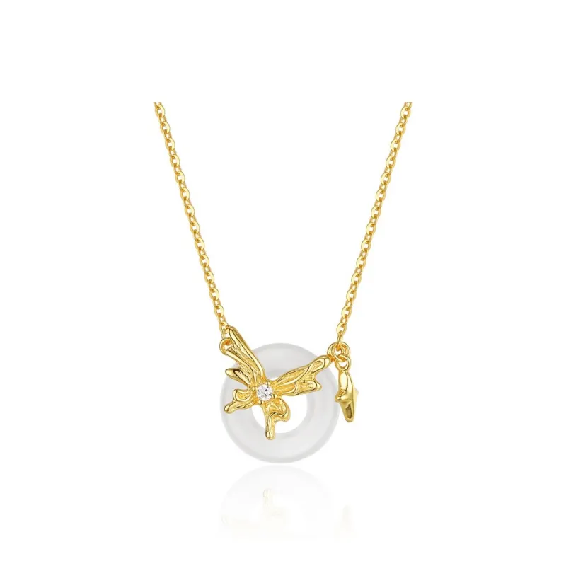 Artisan Lock Heart Jade Natural Chalcedony Necklaces Women's-0