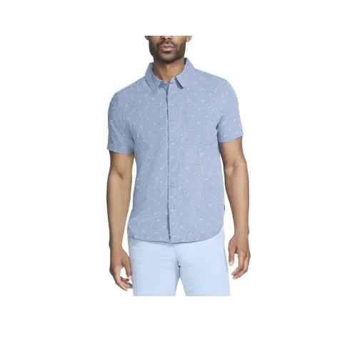 Skechers GO WALK Air Printed Short Sleeve Shirt Shirt Men's Denim Blue