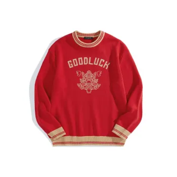 PEACEBIRD MEN CNY Pixel Series Sweater Men's Red