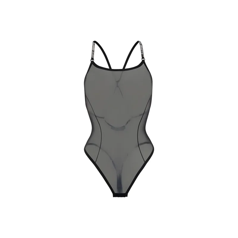 OFF WHITE Logo Strap Mesh Bodysuit 'Black'-1