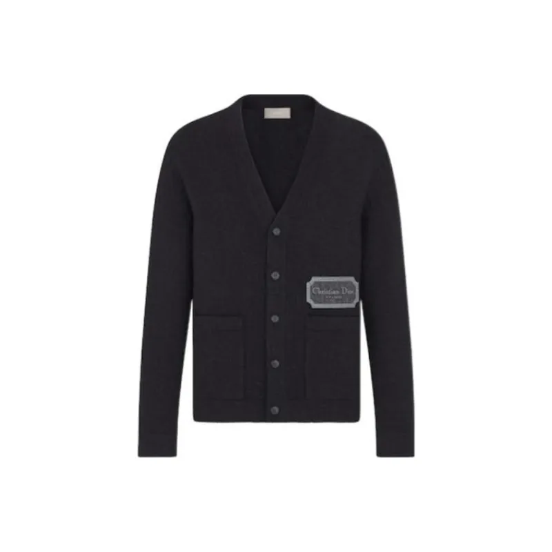 DIOR Homme Logo Patch V-Neck Cardigan-0