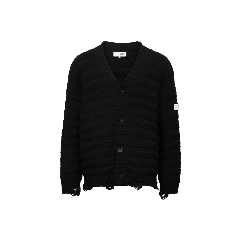 MM6 Maison Margiela Distressed Knit Cardigan-0