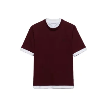PRADA Logo Emblem Round Neck Pullover Short Sleeved T Shirt Men's Garnet Red