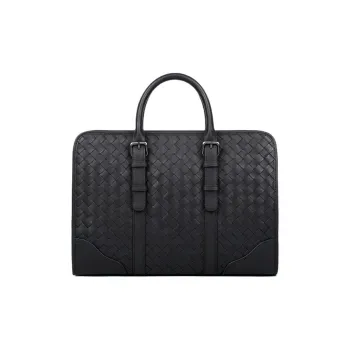 VIHUS Top Grain Cow Leather Handbag Briefcase Men's Black