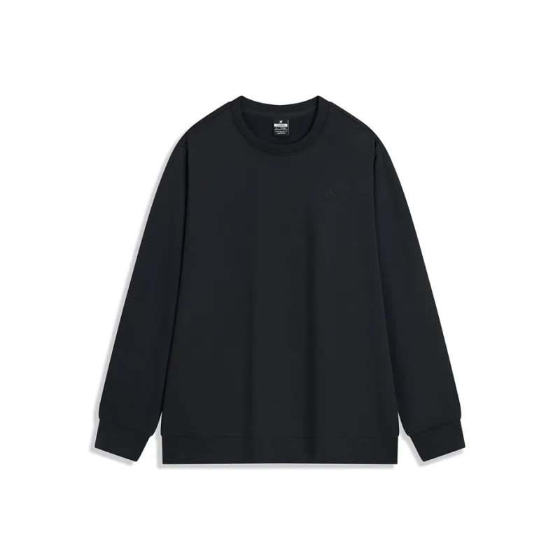 XTEP Versatile Casual Crew Neck Sweatshirt Jet Black Men's-0