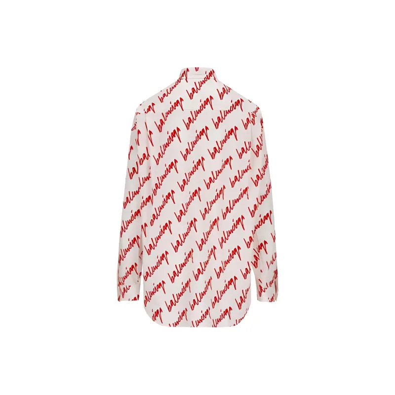 Balenciaga Allover Logo Print Long Sleeved Shirt-3