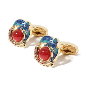 WILLIAM MILTON Gemstone Cufflinks Men's Gold High End Luxury Business Classic And Versatile Cuff Pin Gift Box Set