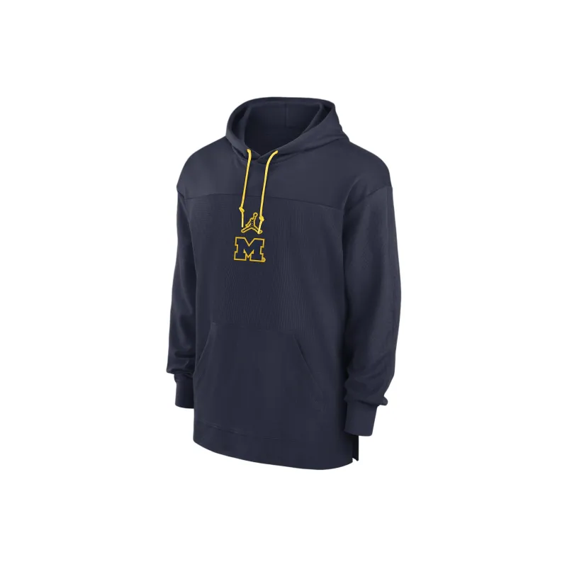 JORDAN Michigan Wolverines Sideline Jersey Men's JORDAN Dri FIT College Pullover Hoodie-0