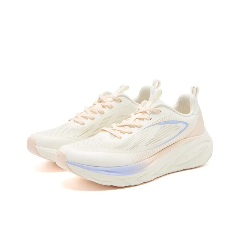 QIAODAN Cushioning, Slip Resistant, And Abrasion Resistant Low Top Casual Running Shoes Women's Beige Pink-2