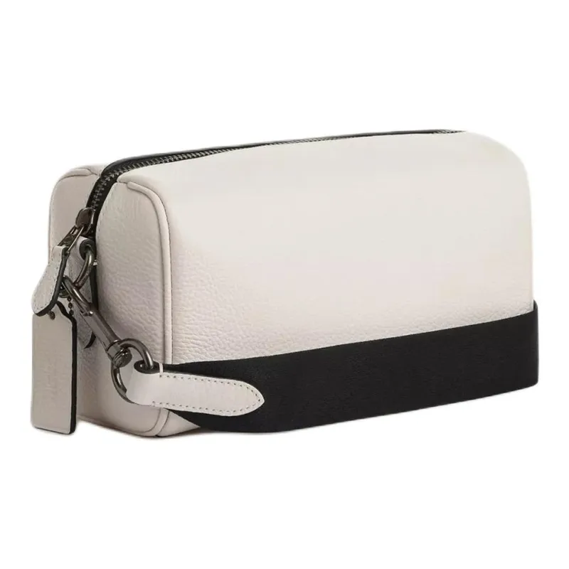 COACH AXEL Refined Pebble Pattern Leather Shoulder Bag, Crossbody Bag Mini Men's Chalk & Black-1