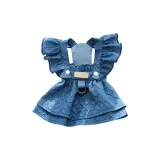 Small Flutter Sleeve Deep Blue Dress (Towable)