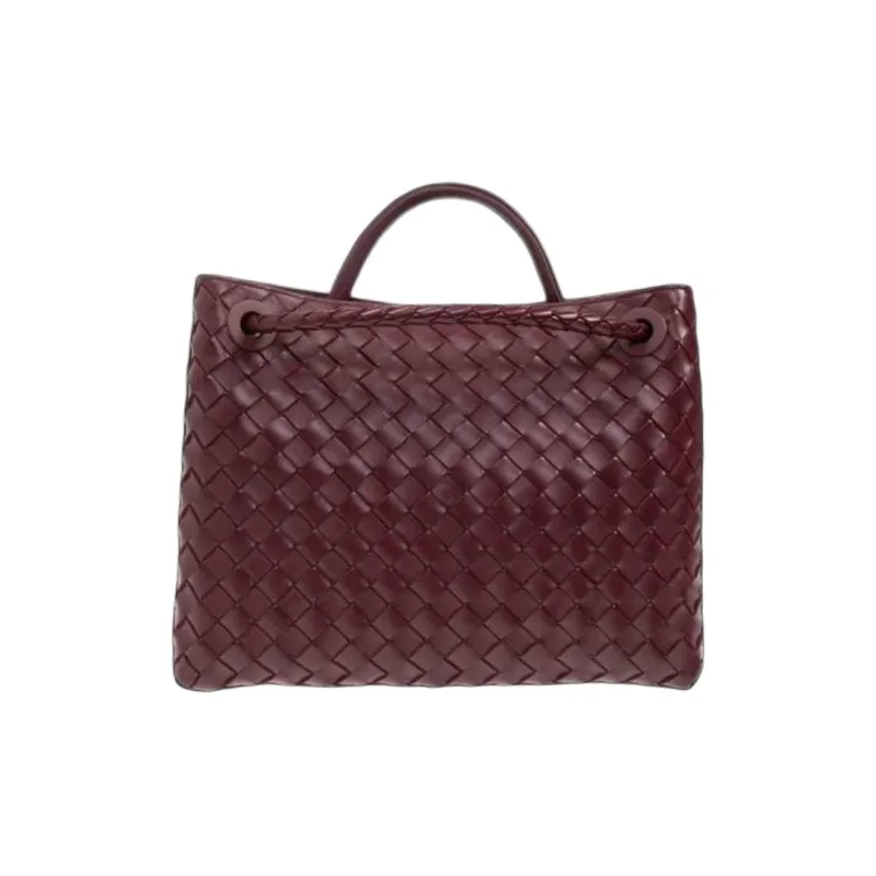 Bottega Veneta IntrecciatoAndiamo Collection Sheepskin One Shoulder Handbag Medium Size Women's Burgundy-3