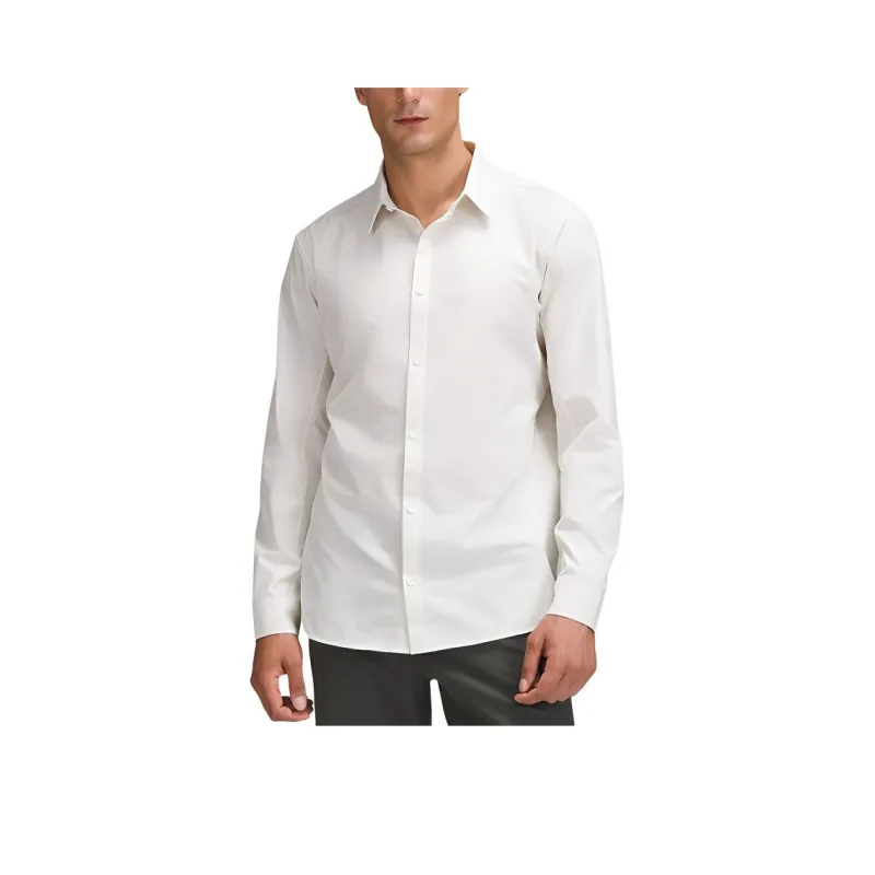 Lululemon New Venture Shirt Men's White Heating Blue Willow Stripes-2