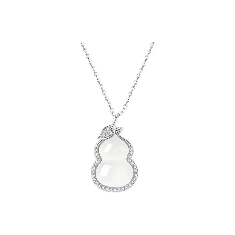 Artisan Lock Heart Jade Natural Chalcedony Jade Necklaces Women's-3