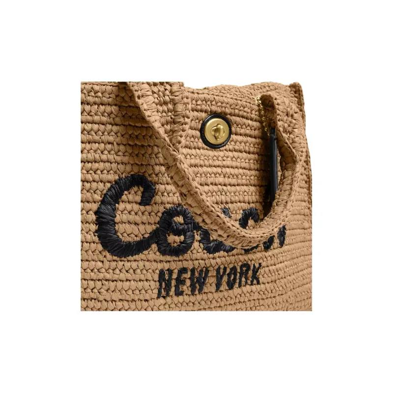 COACH Cargo Paper Tote Bag, Shopping Bag, Shoulder Bag, Handbag Tubas Women's Brass & Natural-5
