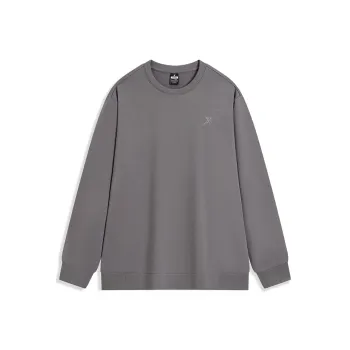 XTEP Versatile Casual Crew Neck Solid Color Sweatshirt Charcoal Grey Men's