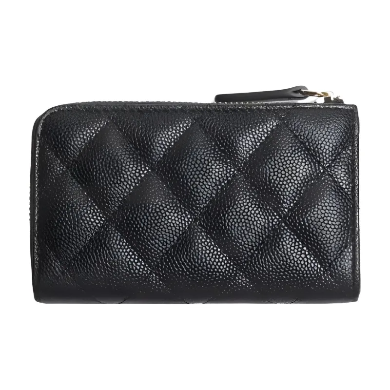 CHANEL Grain Caviar Calfskin Coin Purse Women's Black-1