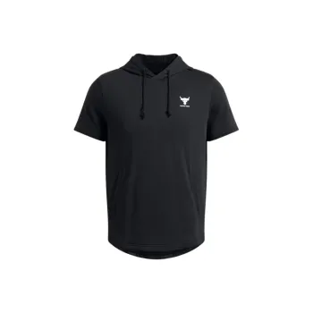 Under Armour Project Rock Terry Short Sleeve Hoodie Sweatshirt Men's Black