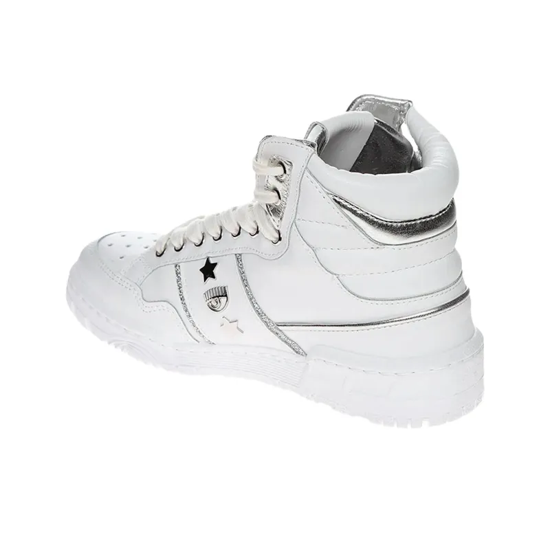 CHIARA FERRAGNI Beyaz High Top Skateboard Shoes Women's White-3