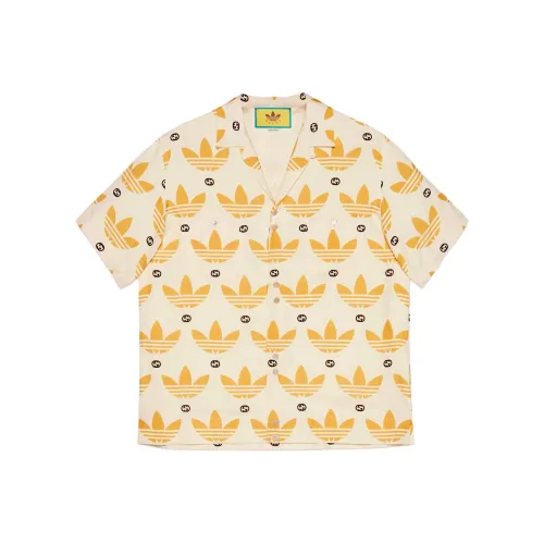 GUCCI X Adidas Trefoil Print Bowling Shirt